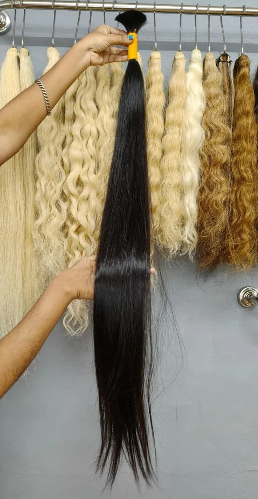 Srhairfeelers Long Size Single Donor Indian Straight Bulk Human Hair Extensions